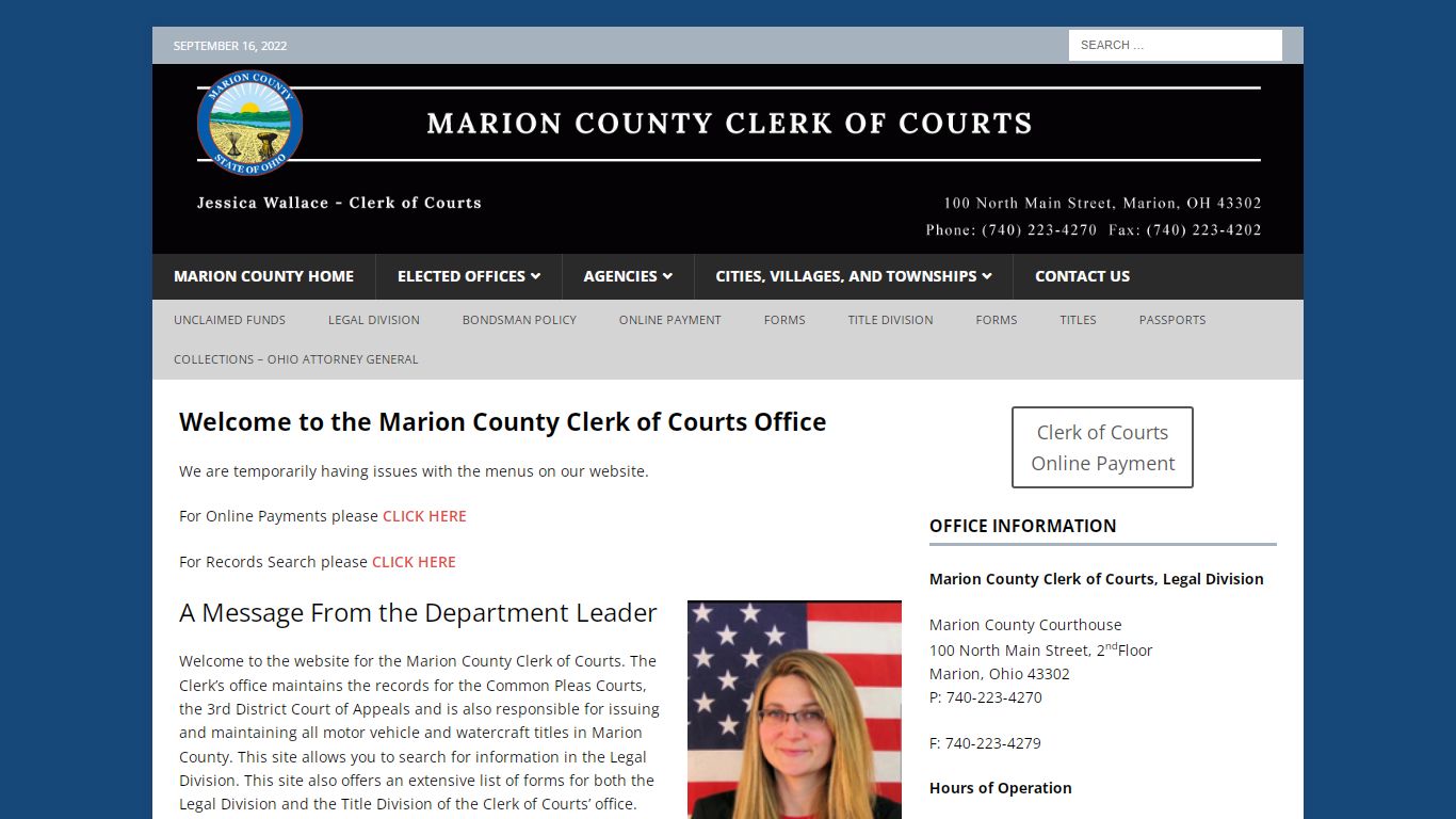 Jessica Wallace – Clerk of Courts - Marion County, Ohio